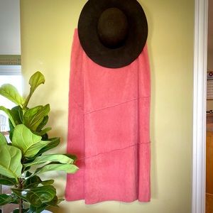 Dusty Pink Vintage Faux Suede Maxi Skirt